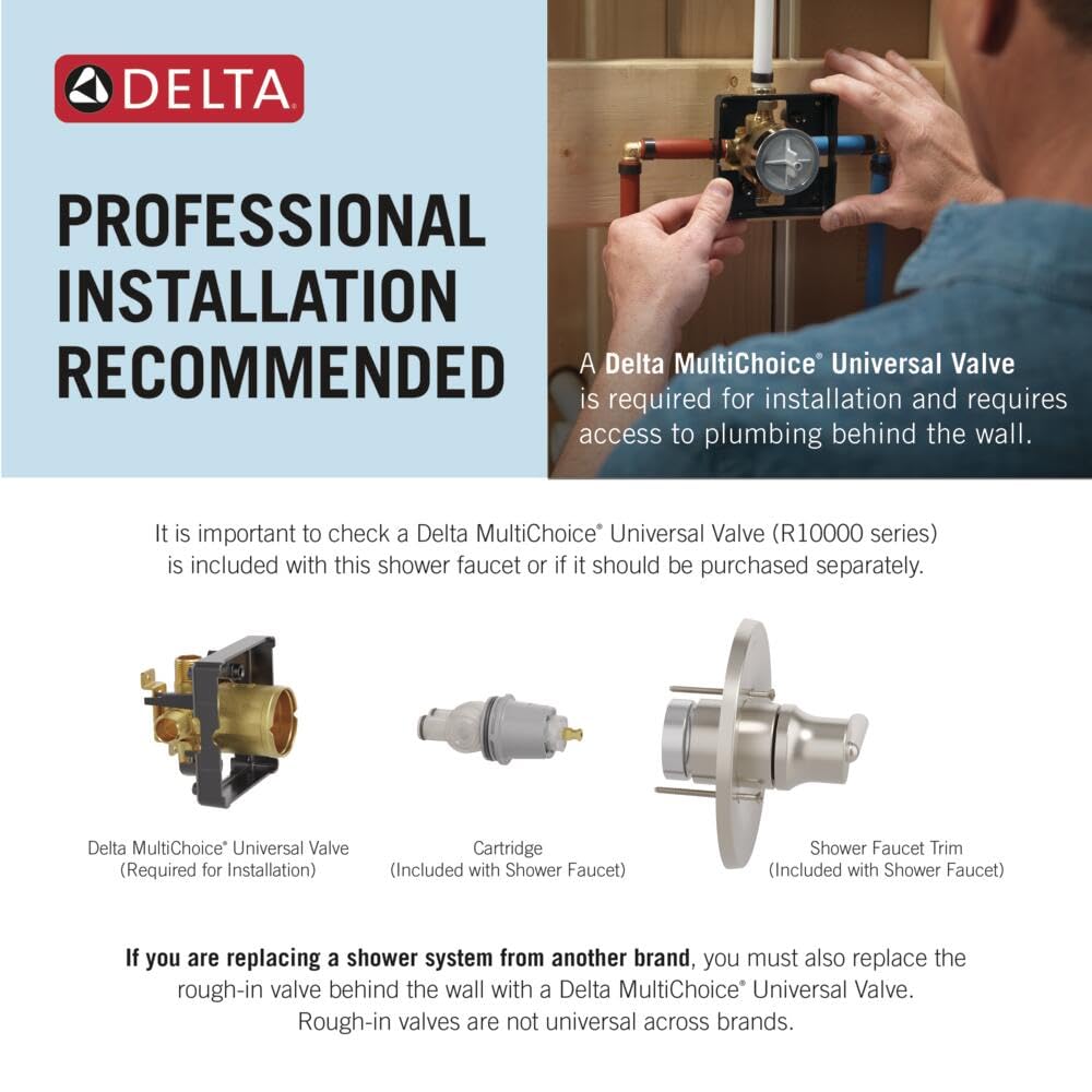 Delta Saylor 14 Series 5-Setting Shower Faucet Set, Brushed Gold Shower Head and Handle Set, Valve Trim Kit, Champagne Bronze T14235-CZ (Valve Not Included)