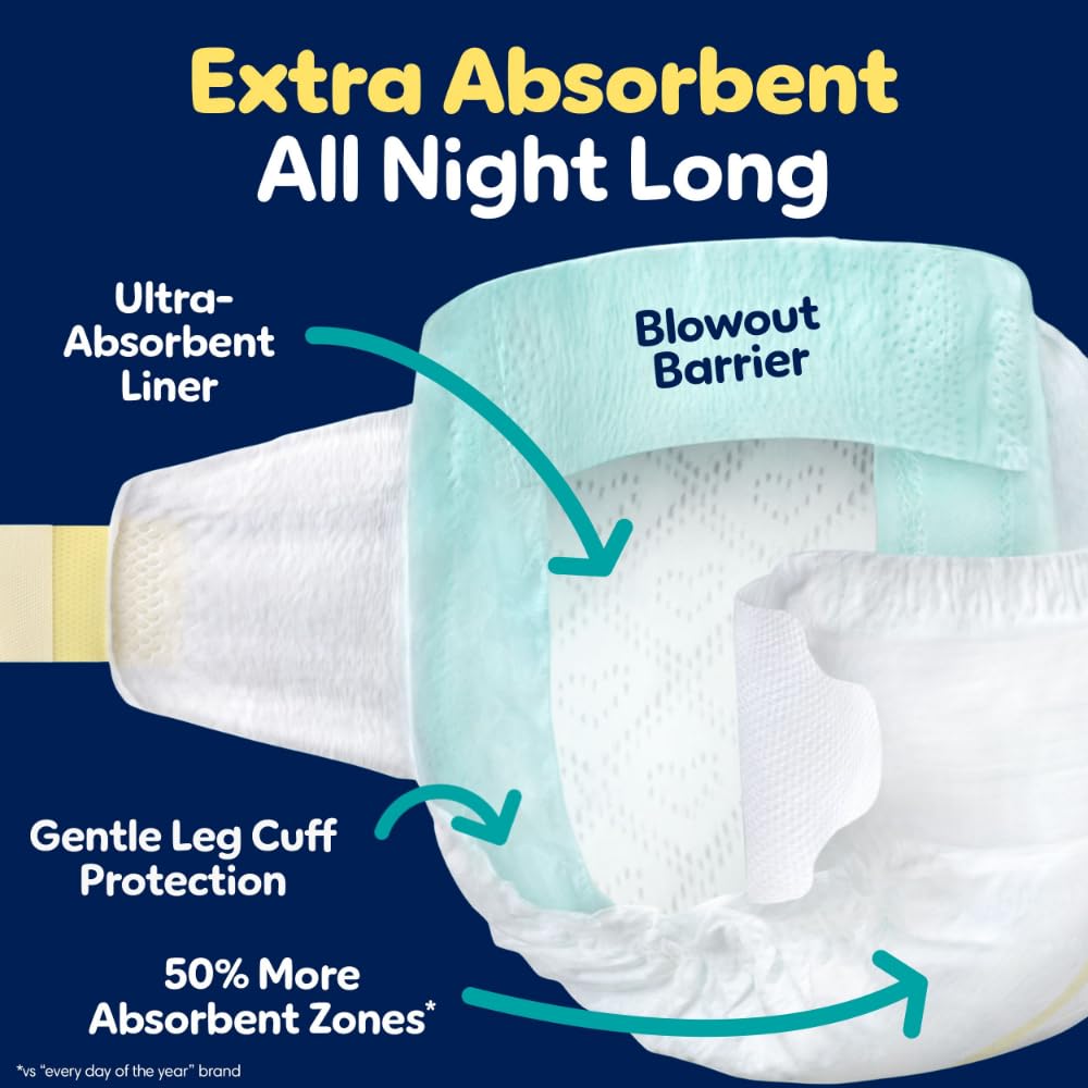 Pampers ZZZ Overnight Diapers, Size 5 (27+ lbs), 88 Count, Nighttime Protection Disposable Baby Diaper, Night Time Leak and Skin Protection