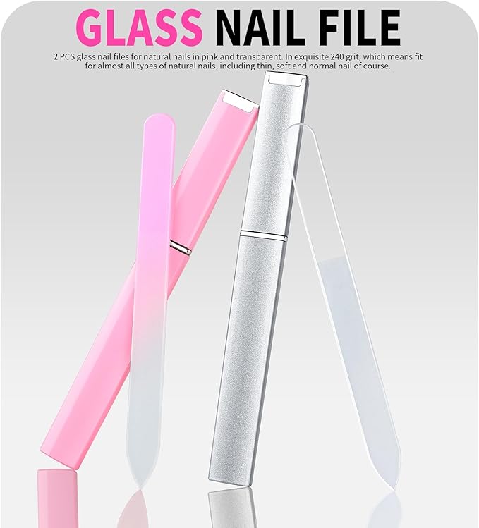 FANDAMEI Nail Kit, Nail Tools with Cuticle Trimmer, Glass Nail File, Nail Files for Natural Nails, Cuticle Nippers, Cuticle Pusher, Nail Care Kit, Manicure Kit for Women