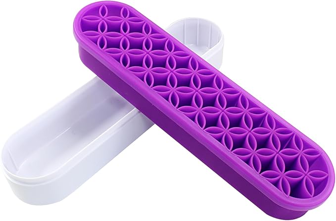 Purple Silica gel Makeup Brush Holder Box Multi-Purpose Silica gel Make Up Brush Storage Stand Rectangle Multipurpose Painting Pen Holder for Brush,Art Craft and Painting Brush