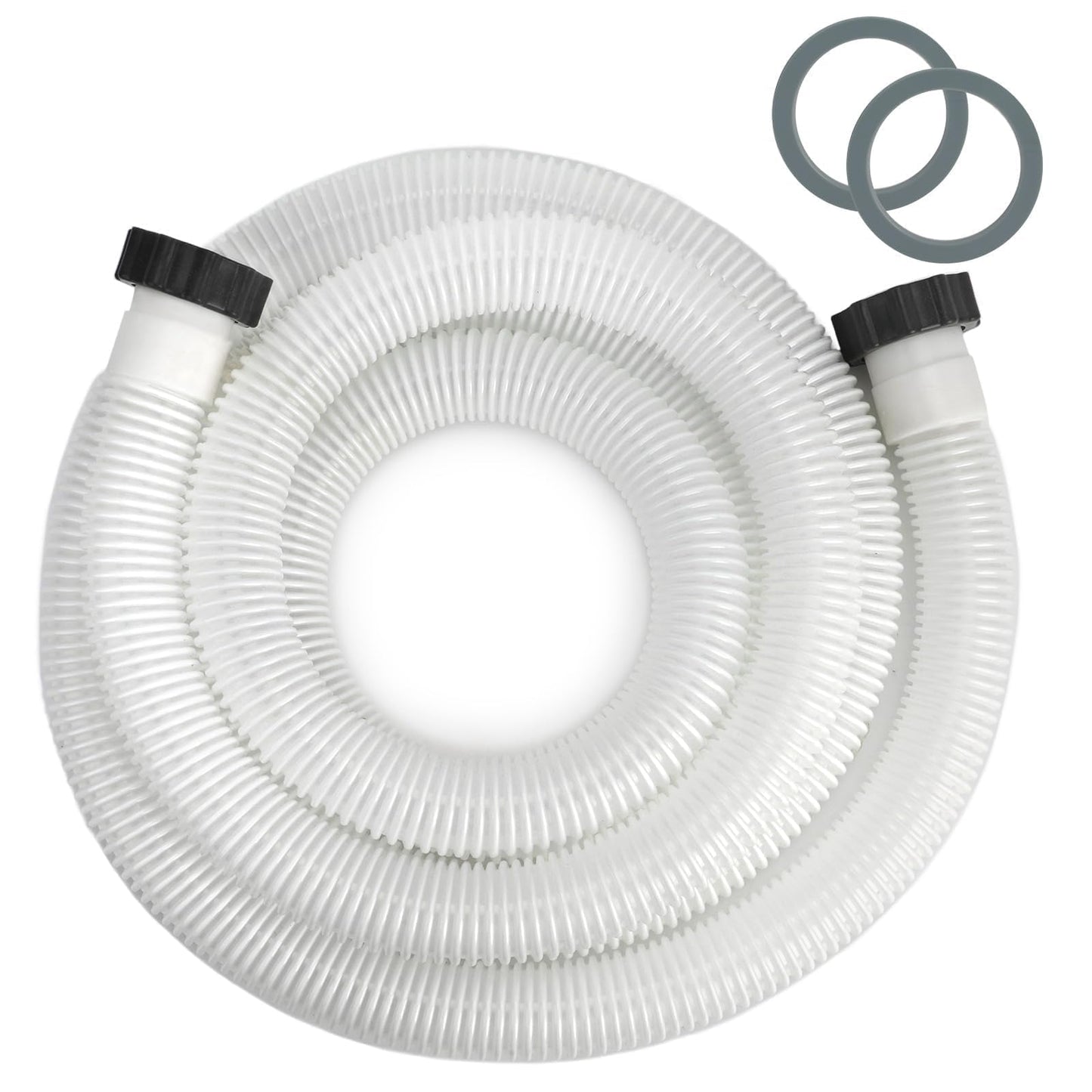 Conderyang 15ft 1 1/2" Pool Hose for Above Ground Pools Long Pool Pump Replacement Filter Hoses 1.5" EVA Swimming Pool Filter Hose for Filter Pumps, Saltwater Systems and Sand Filters (White)