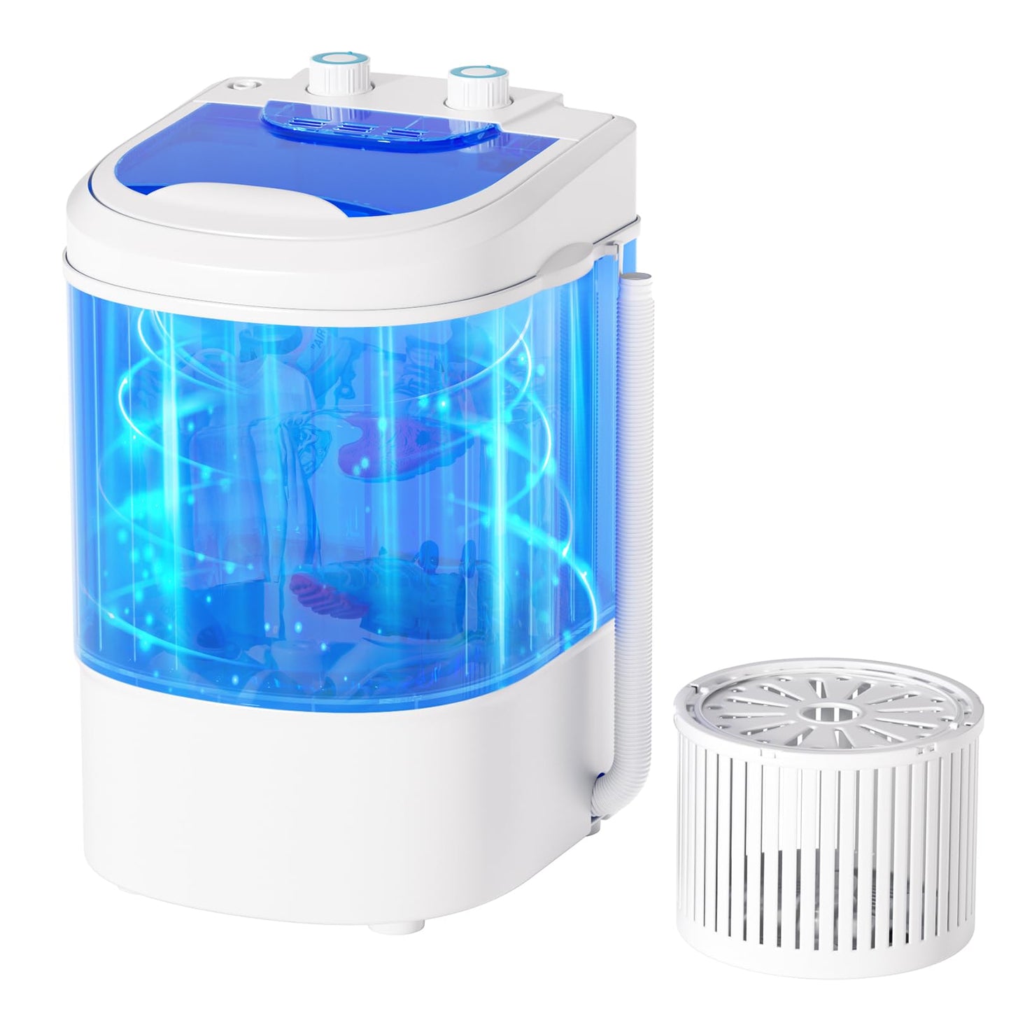 INTERGREAT Portable Washing Machine, 6.6 Lbs Mini Washer Machine Compact, 110V Single Tub Semi-Automatic Portable Laundry Washer Machine for Apartments, RV, Dorms, Traveling, Blue