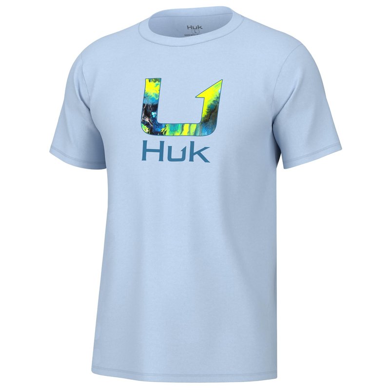 HUK Mens Fishing Graphic Tee, Performance Short Sleeve, Quick-Dry, Mahi Fill - Ice Water, X-Large