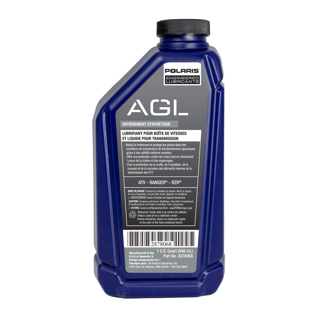 Polaris AGL Transmission Fluid and Gearcase Lubricant Full Synthetic for Off Road Vehicles with 4 Stroke Engine, Motor Oils for ATV UTV SxS Maintenance, 1 Quart, Qty 1-2878068