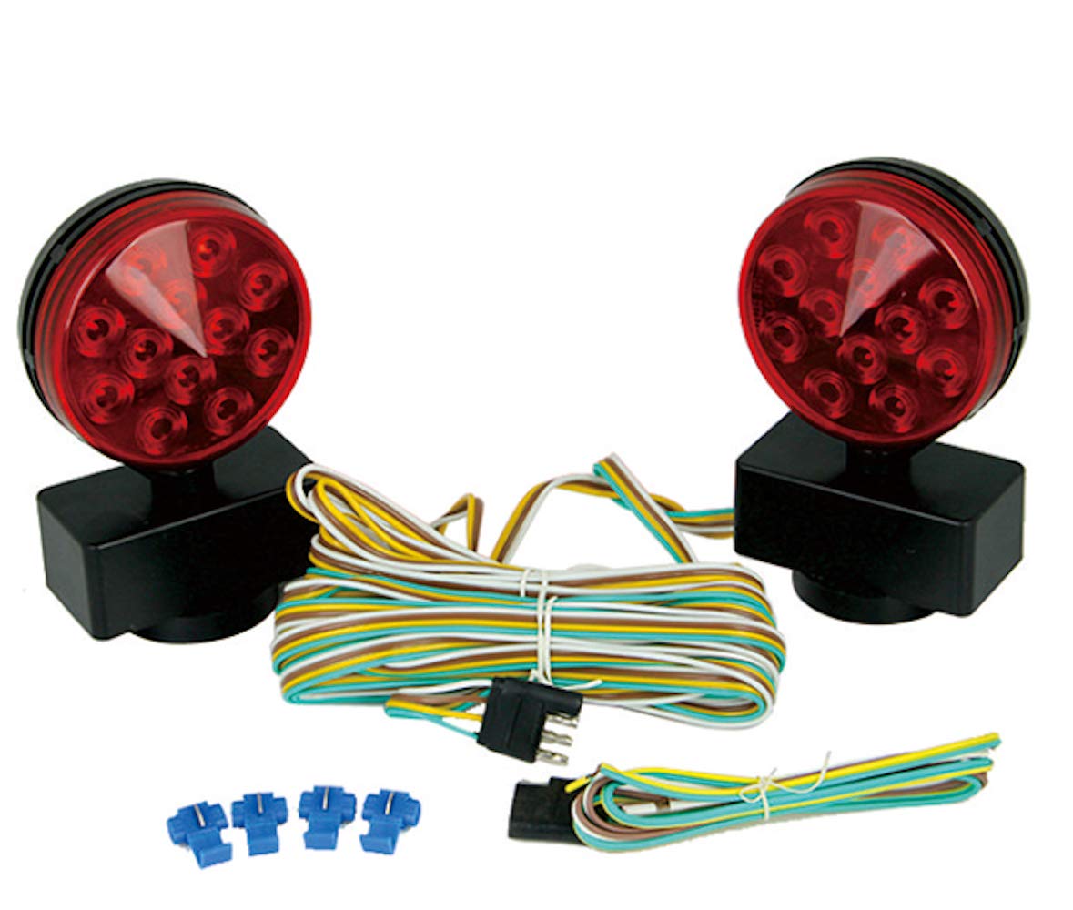 MaxxHaul Magnetic LED Towing Light Kit 12V DOT Compliant Stop Tail and Turn Signal Set with 20 ft Wiring Harness and 4 Pin Connector for Trailers Trucks RVs and Campers (50015)