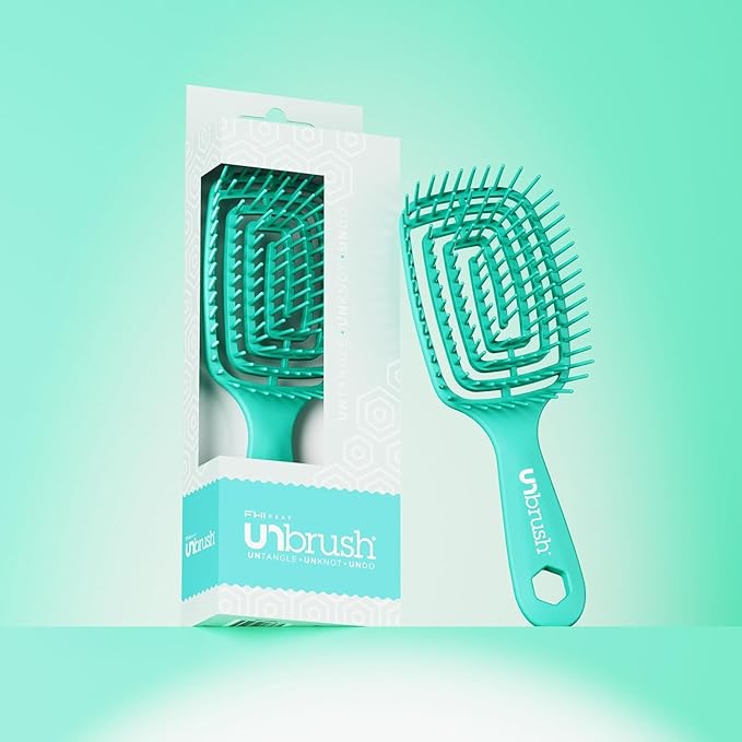 FHI Heat UNbrush Flex Detangling Brush — Ultra-Flexible, Pain-Free Hair Brush Detangler with DuoFlex Anti-Static Bristles for Removing Tangles, Massaging Scalp & Faster Styling - Teal