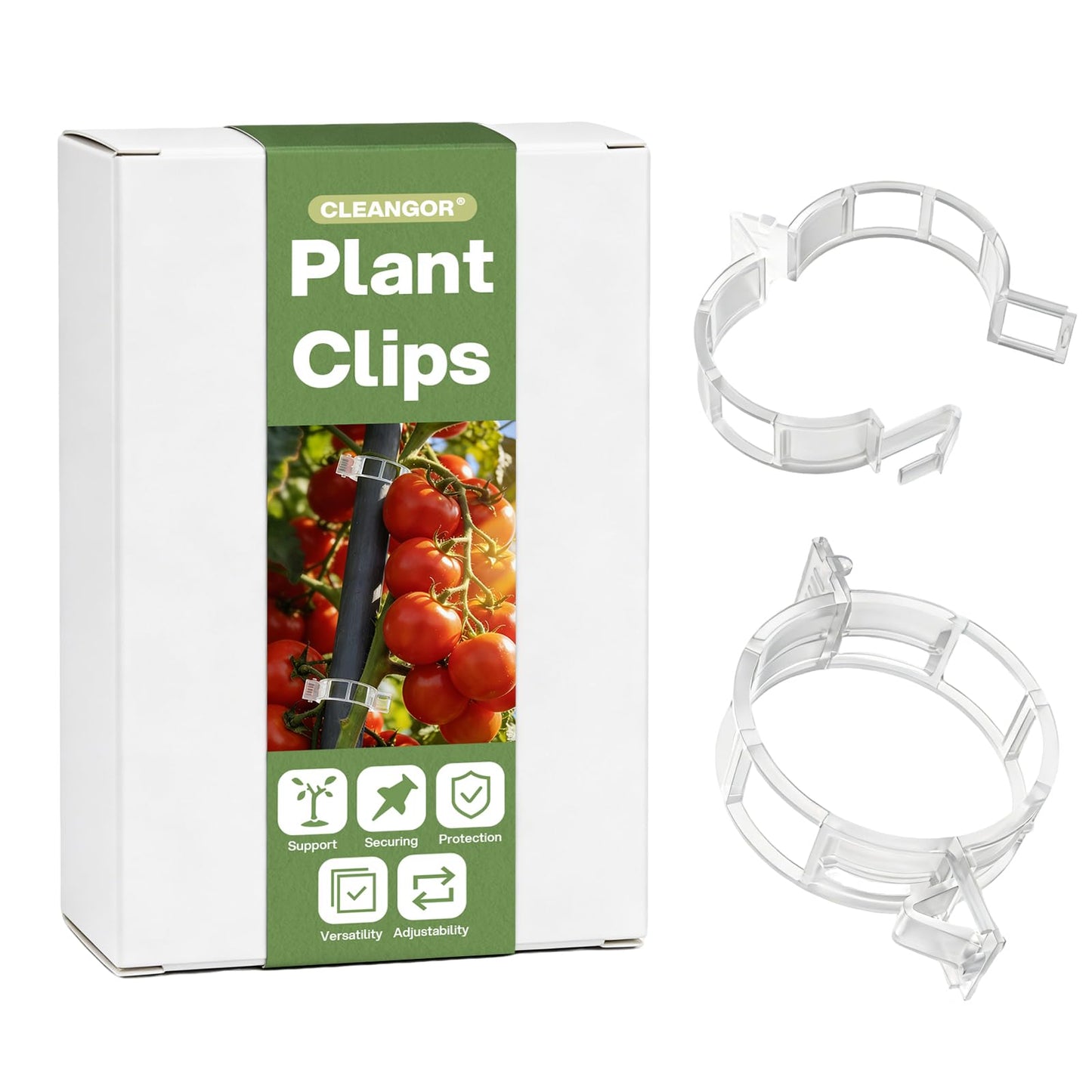 CLEANGOR 600Pcs Tomato Clips, Plant Clips Plastic Trellis Clips Garden Plant Clips for Tomatoes, Cucumbers, Vines, Reusable Garden Clips to Make Plants Grow Upright, Indoor Outdoor Gardening Supplies