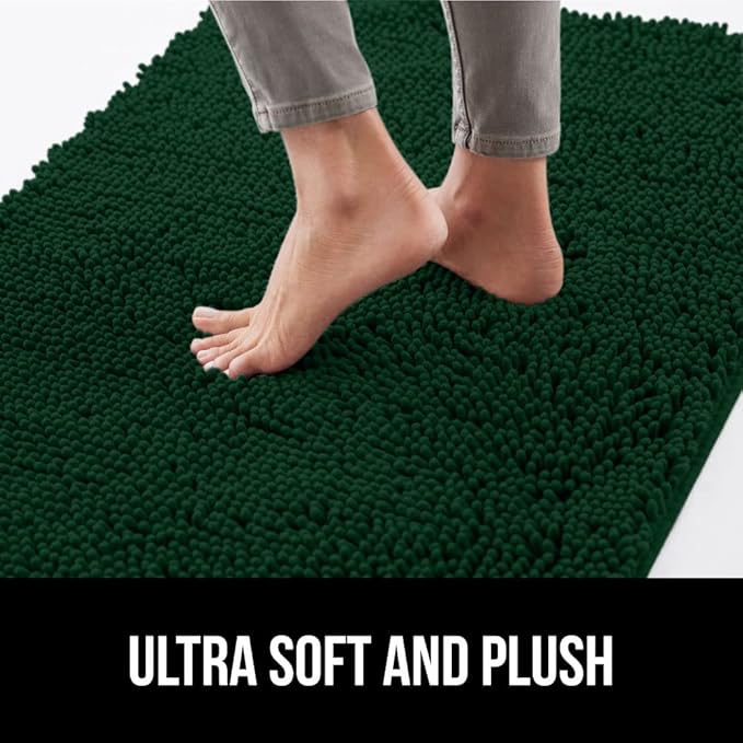 GORILLA GRIP SoakSTOPPER Dog Door Mat, 48x30 Machine Washable Rug Absorbent Doormat Captures Moisture Mud Dirt, Quick Dry Soft Chenille Entryway Rugs Indoor Entrance Mats for Dog Paws, Deep Green