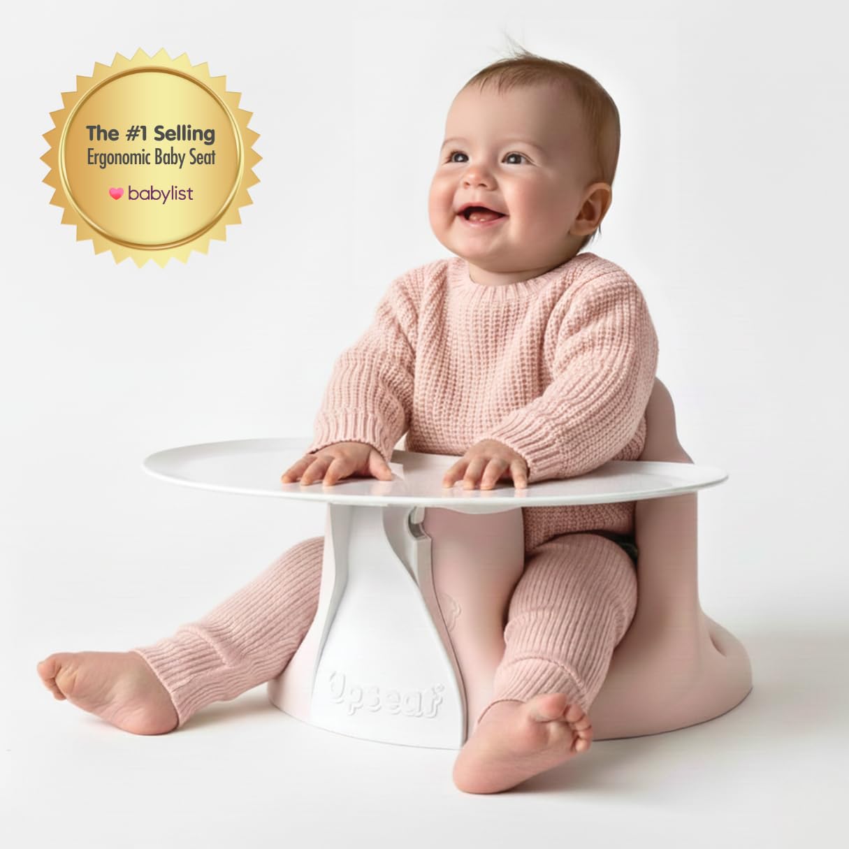 Upseat – The Original Ergonomic Baby Floor & Booster Seat with Tray, Developed with Physical Therapists for Upright Posture & Healthy Hip Development, 4–24 Months, Dishwasher-Safe Extra-Large Tray