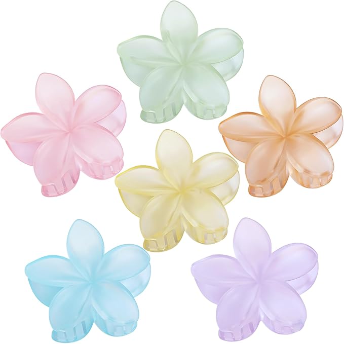 Flower Hair Clips for Women 6 Pcs Hawaiian Large Claw Clips Plumeria Medium Hair Claw Clips for Thick Thin Hair Hibiscus Tropical Beach Hair Accessories for Women Girls and Girls-Ice Cream