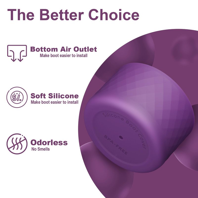 Alwenid 2PCS Silicone Water Bottle Boot for Owala 32 Oz, Anti-Slip Protective Sleeve Bottom Bumper Protector for FreeSip, Twist, and Flip Stainless Steel Water Bottles (Dark Purple)