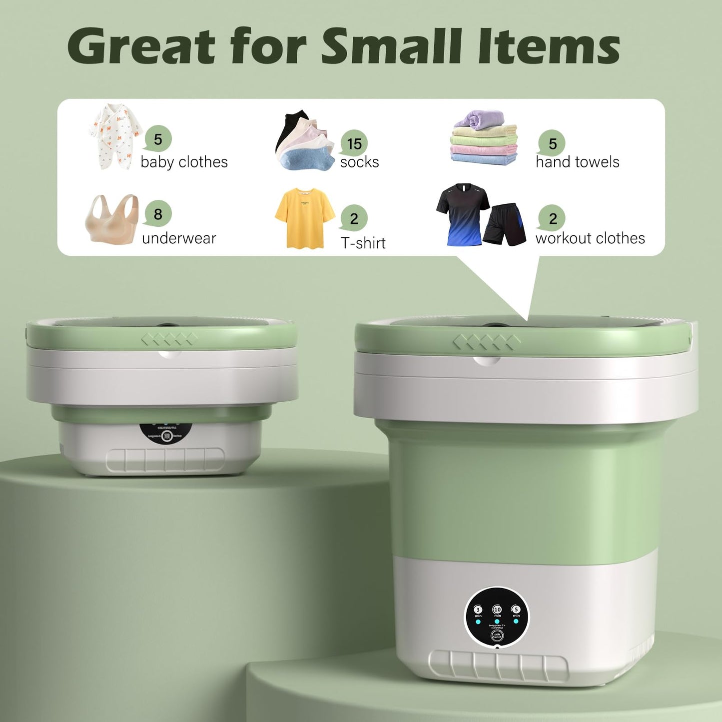 ZZR SEVEN Portable Washing Machine, 7L/12L Upgraded Mini Washing Machine, Suitable for Small Clothes, Foldable Laundry Machine, Ideal for Dorm, Home, Hotel, Camping and Travel (Purple, 7L)