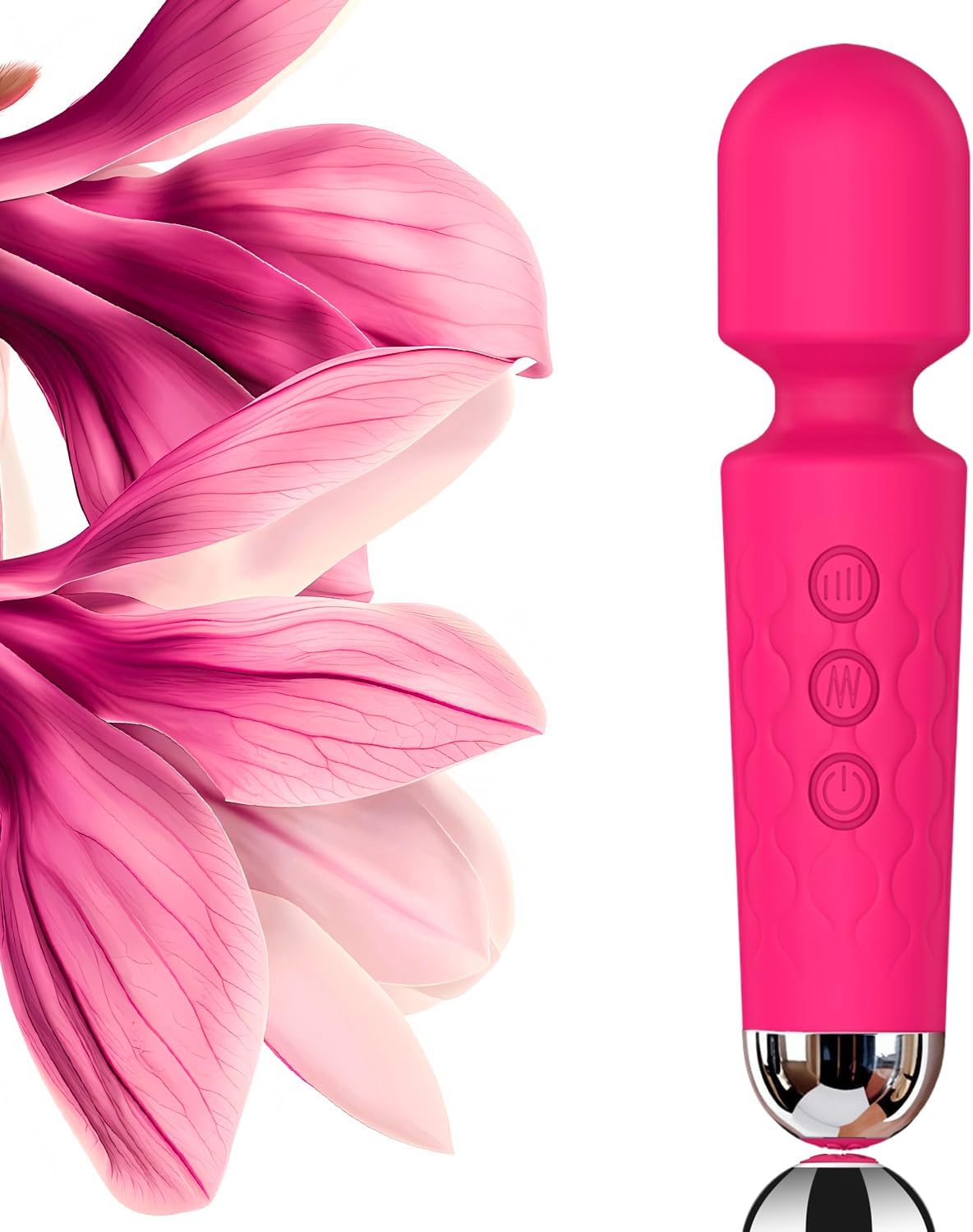 Personal Massager Wand, 8 Speeds 20 Modes Handheld Vibration, Cordless Portable Waterproof Massager, Quiet Mini for Muscle Aches, Back Pain & Sports Recovery, for Women (Rose red)