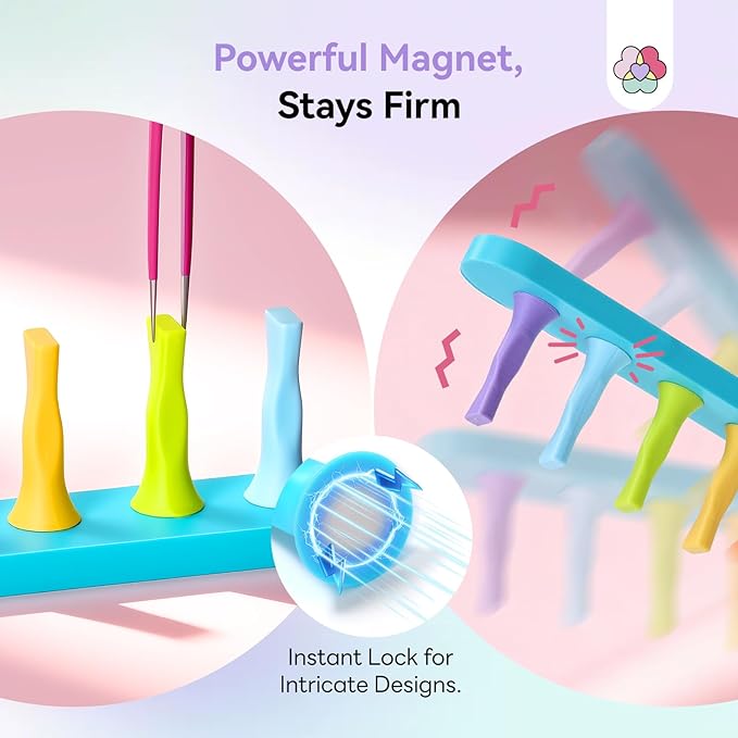 SAVILAND Nail Stand for Press Ons: Cat Eye Magnetic for Nail 3 Set Strong Magnetic Nail Holder for Painting Nails Acrylic Nail Stand 200 Double-Sided Tapes Fake Nail Holder for Practice False Nail DIY
