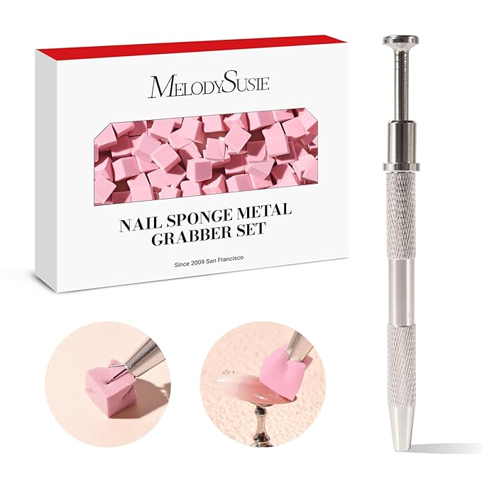 MelodySusie Soft Nail Sponges for Ombre, Nail Art Sponges With Grabbing Pen, Blooming Nails, Gradient Nail, Manicure Nail Art Tools, Professional Accessories Supplies for Home and Salon Use