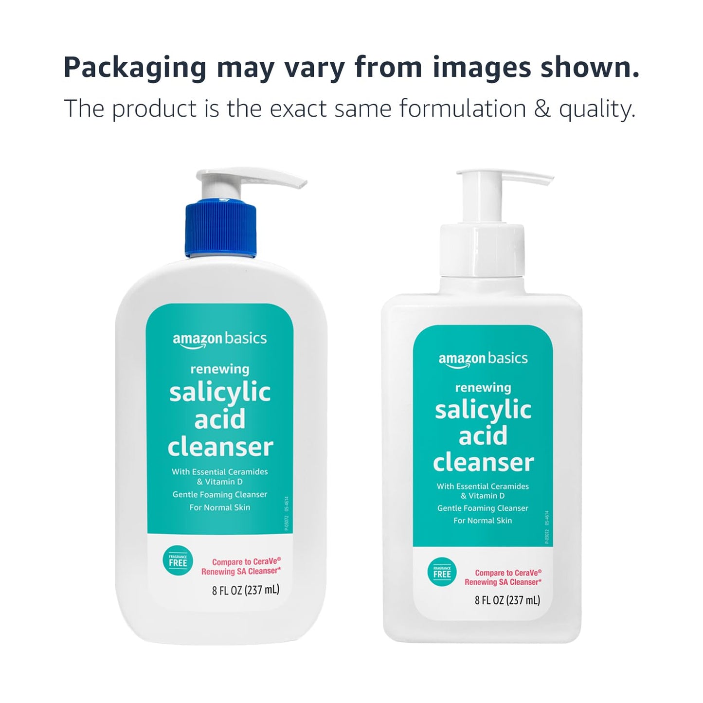 Amazon Basics Exfoliating Face Wash Cleanser, Renewing Salicylic Acid with Ceramides & Vitamin D, Foaming Formula, Smooths Skin, 8 fl oz (Pack of 3)