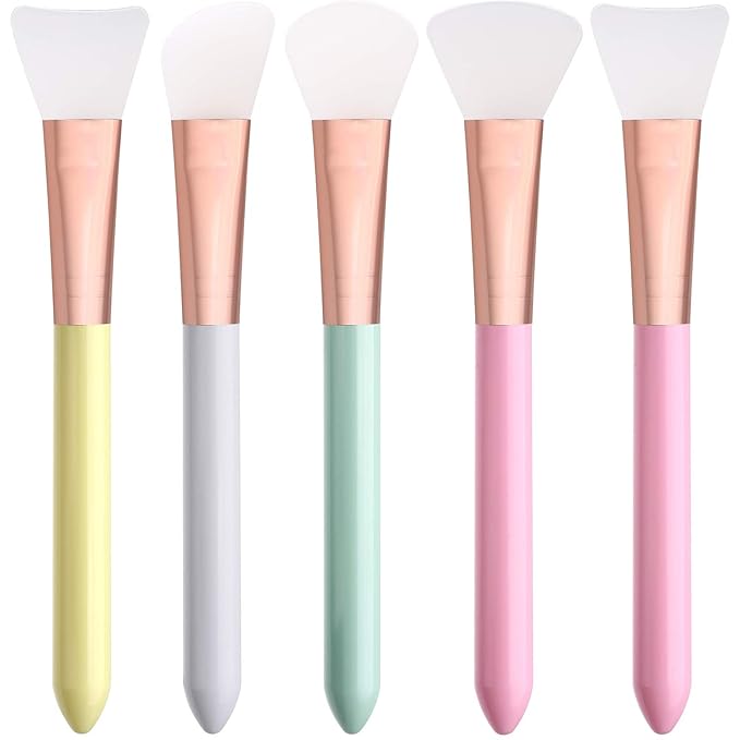 Elisel 5pcs Silicone Facial Mask Applicator Brushes, Flexible for Face, Sleeping, Clay, Body Lotion Masks
