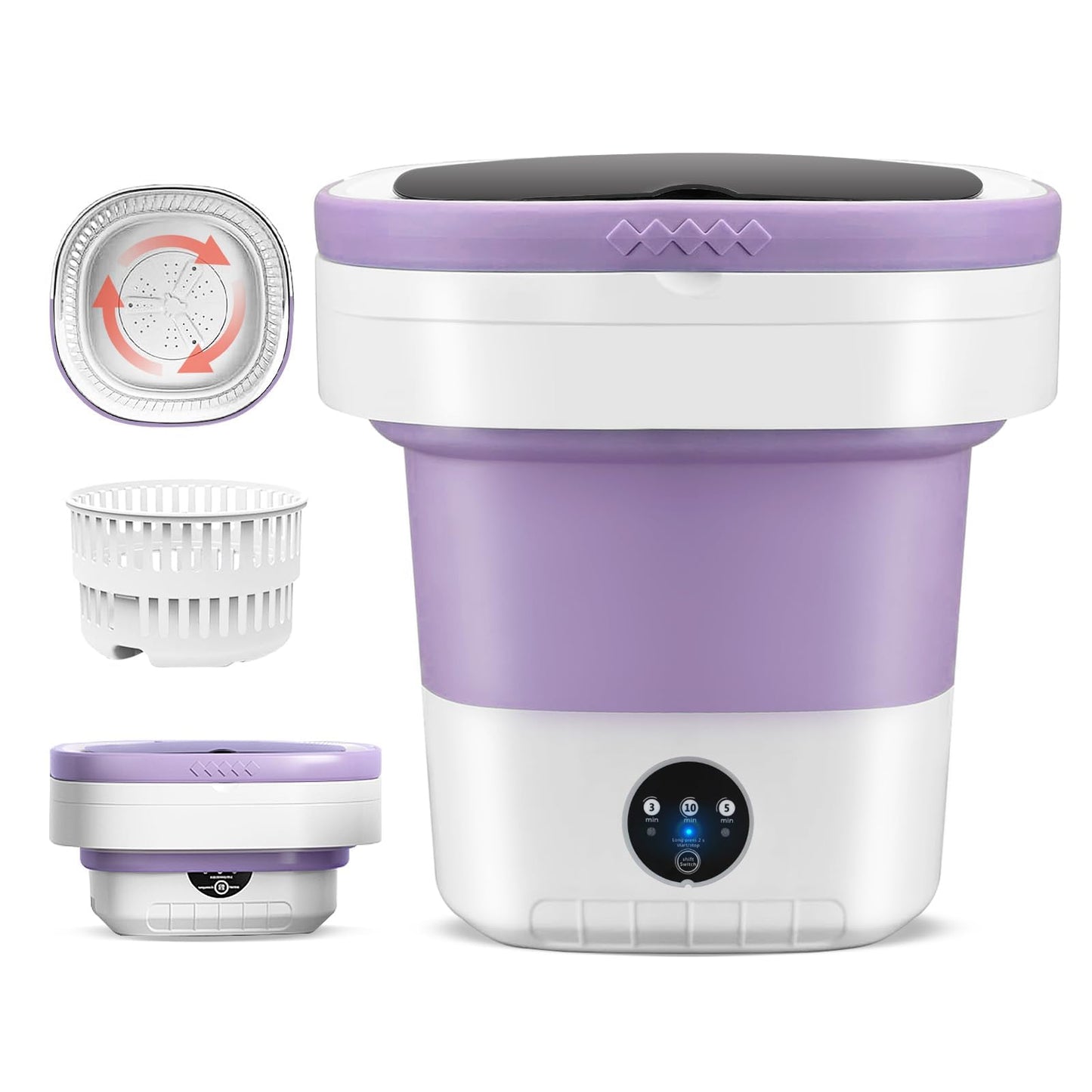 Portable Washing Machine 16L Mini Laundry Washer 3 Modes with Spin Basket Laundry Machine Cleaning Depth Underwear,Baby Clothes Small Shirt for Apartments Dormitories Hotels and Camping