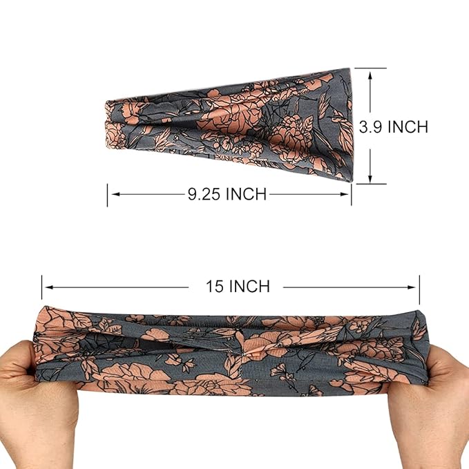 YONUF Boho Headbands For Women Fashion Wide Headband Yoga Workout Head Bands Hair Accessories Band 6 Pack