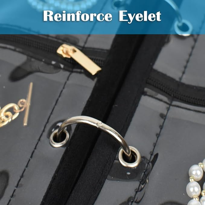 Travel Jewelry Organizer Case,Jewelry Bags Jewelry Storage Book Binder with Clear Zipper Velvet Pouch for Traveling,Earrings, Rings, Necklace, Bracelet (Inner Pages, 3 PCS)