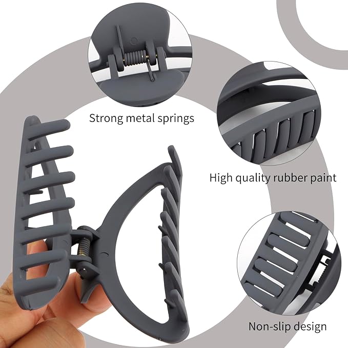 Canitor Hair Clips Set: 4 Neutral Matte Claw Clips for Thin, Medium and Thick Hair - Semicircle Cute Small Design for Women
