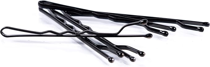 Amazon Basics No Slip Bobby Pins, Black High Gloss, 48 Count, for Pain-Free Comfortable All-Day Styling and Updos, All Hair Types