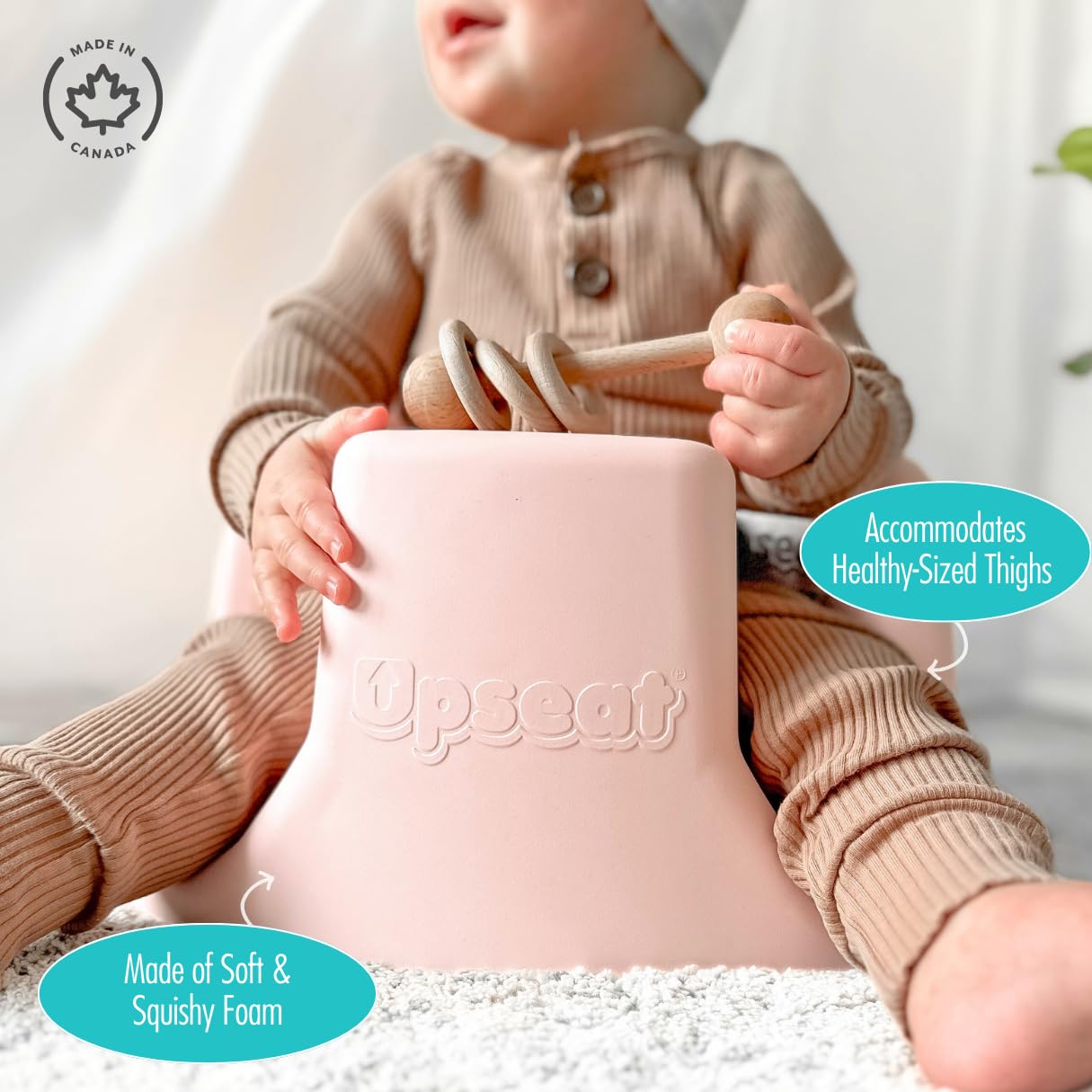 Upseat – The Original Ergonomic Baby Floor & Booster Seat with Tray, Developed with Physical Therapists for Upright Posture & Healthy Hip Development, 4–24 Months, Dishwasher-Safe Extra-Large Tray
