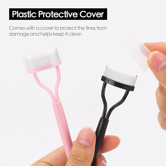 4 Pcs Eyelash Separator Tool Mascara Brushes Eyelash Comb Separator Definer Lash Comb for Combing, Separating Lashes - Pink&Black