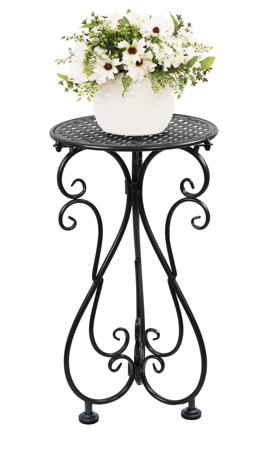 NAKUPE Plant Stand Indoor & Outdoor Flower Pot Stand 17" Tall Metal Plant Table,Single Planter Holder for Patio, Porch, Corner, Garden Decor, Balcony, Black(1 Pack)