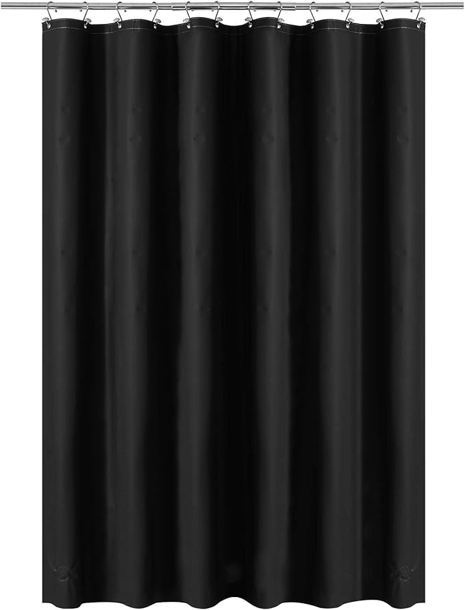 Barossa Design Black Shower Curtain Liner - Premium PEVA Plastic Black Shower Liner for Bathroom, Lightweight Standard Size Bath Curtain with 3 Magnets, Metal Grommets