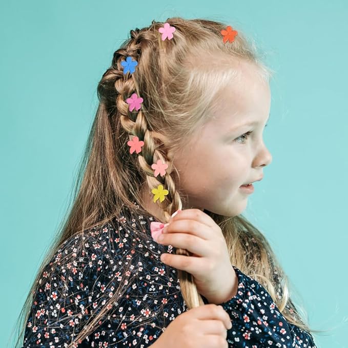 Mini Flower Hair Clip Flower Clips,Colorful Mini Hair Claw,for Women, Girls,Baby, Toddler Bangs Strong Grip Small Tiny Rainbow Hair Clips (100, Matte Colors)