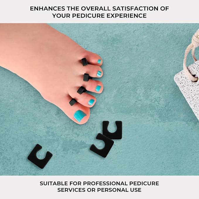 ForPro Sole Toe Separators - Black Luxurious Foam Separators - Individual Toe Separators for Pedicures â€“ 144-Count