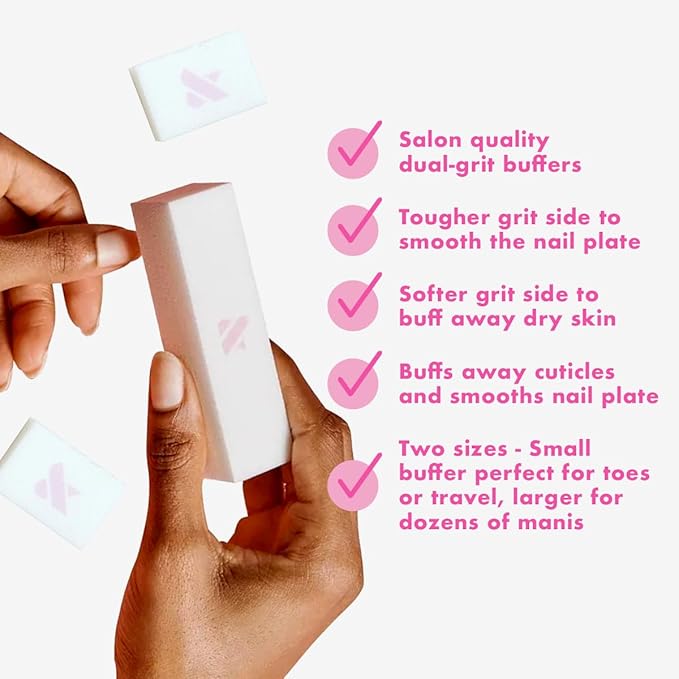 Olive & June Buffer Pack | 1 Full-Size + 2 Mini Nail Buffers for Manicures and Pedicures | Gentle Multi-Grit Buffers for Cuticles, Smoothing & Nail Prep | Salon-Quality Nail Tools for At-Home Use