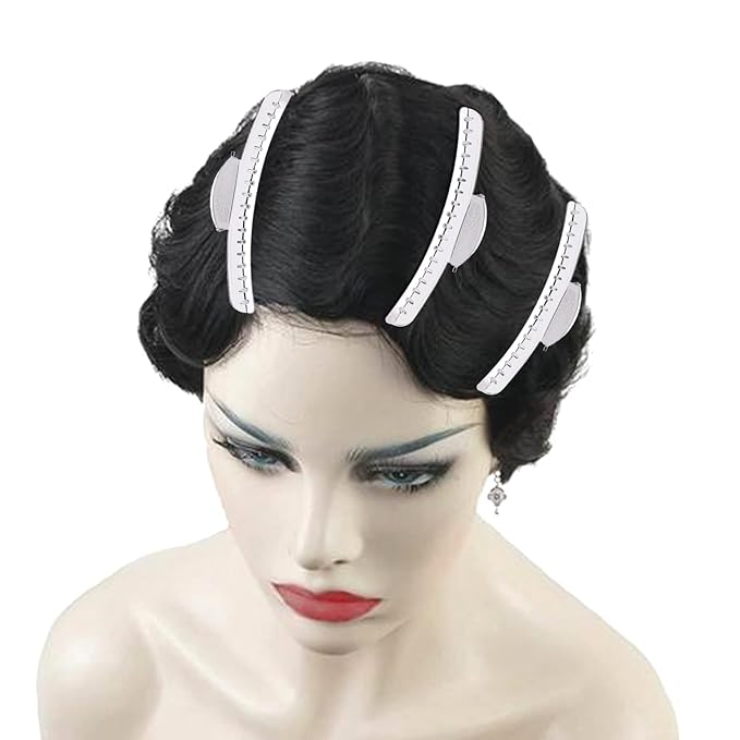 Vintage of Metal Finger Wave Hair Clips Clamps Aluminum Tip Finger Hair Clips Modeling Clamps Suitable for home and outdoor (12PCS Silver)
