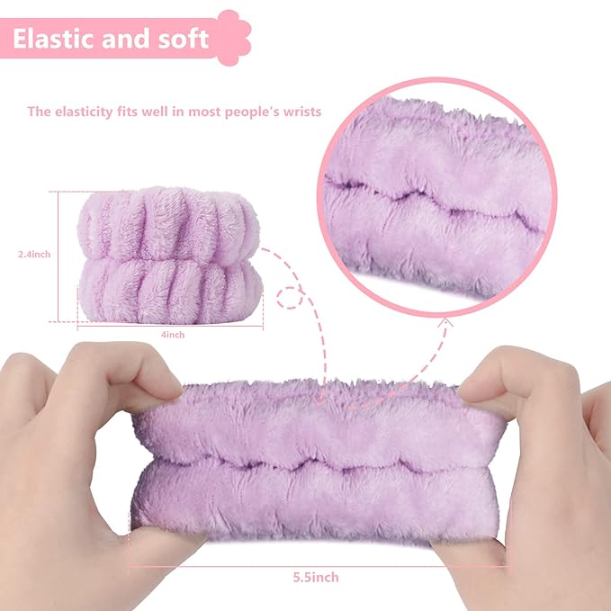 8pcs Wrist Bands for Washing Face, Absorbent Face Washing Wristbands, Microfiber Women's Spa Wrist Towels, Stretchy Wash Band for Man Children, Prevent Water from Spilling Down Your Arms