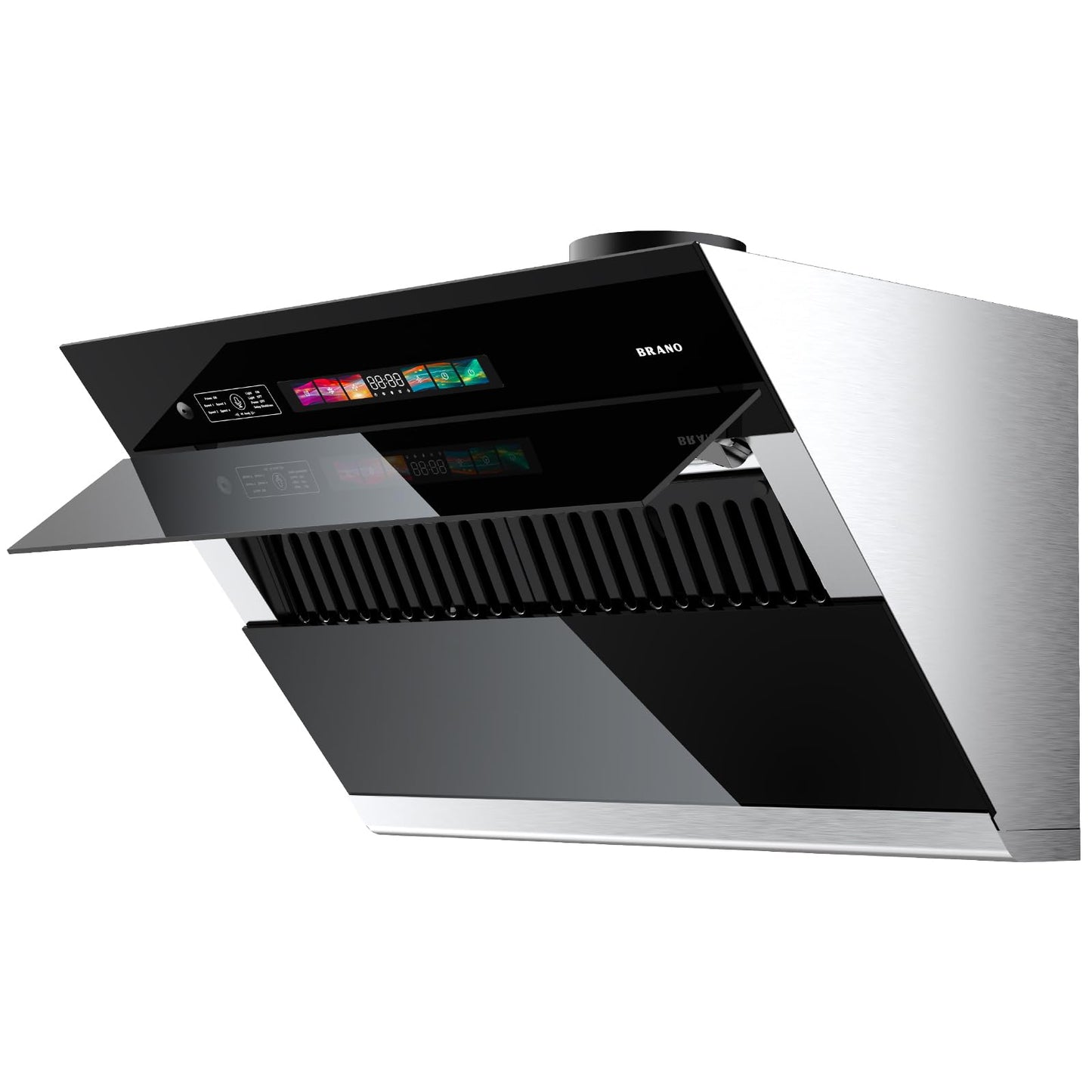BRANO Range Hood 36 inch with 900CFM, Voice/Gesture Sensing/Touch Control Panel, Unique Side-Draft Design for Under Cabinet Modern Kitchen Hood, Ducted/Ductless Convertible