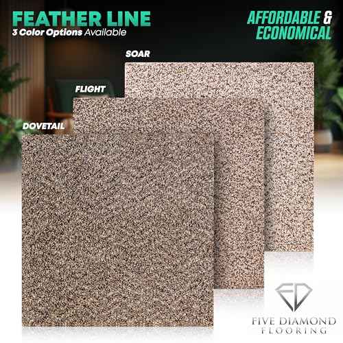 Feather Peel and Stick Carpet Tiles, Attached Cushion, Easy DIY Install, Soft Residential Carpet, American Made, Seamless Appearance, Plush (10 Tiles - 22.5 Square Feet) (Dovetail, 18x18)