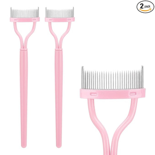 2 Pcs Eyelash Separator Tool Mascara Brushes Eyelash Comb Separator Definer Lash Comb for Combing, Separating Lashes - Light Pink