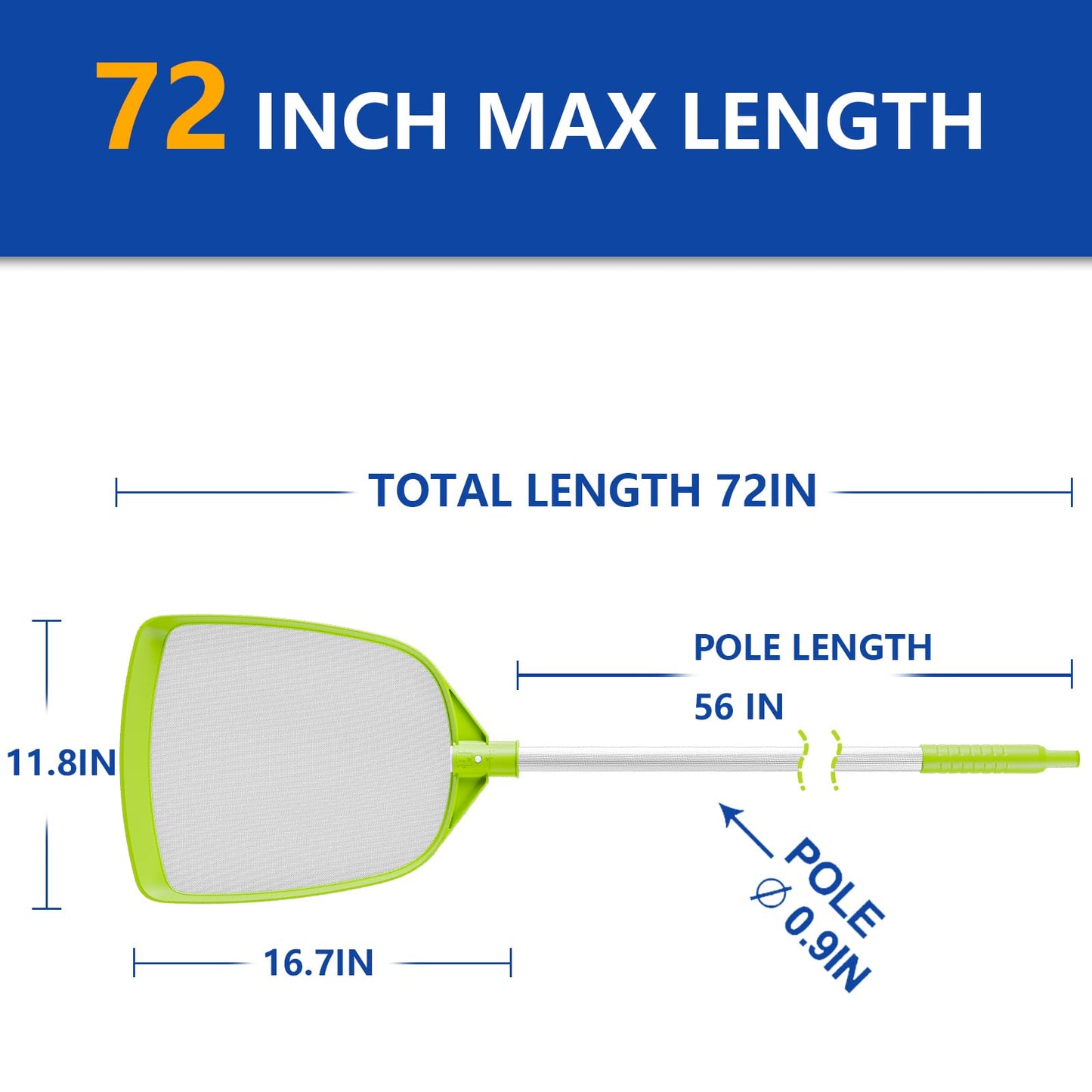 Sepetrel Pool Skimmer Net- Total Length 72 inches Ultral Fine Mesh Rake with Pole,Accessories for Cleaning Inground/Above Ground Swimming Pool, Pond,Spa and Hot Tub Leaf Debris