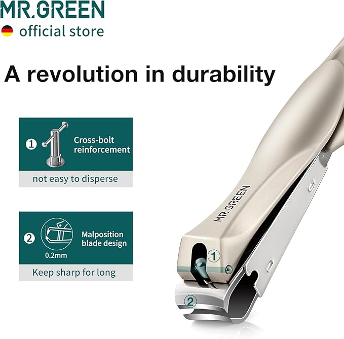 MR.GREEN Nail Clippers Stainless Steel Anti Splash Fingernail Cutter Manicure Tools Bionics Design Pedicure Scissor Nail Trimmer (Nail Clipper (Large)+Nail File)