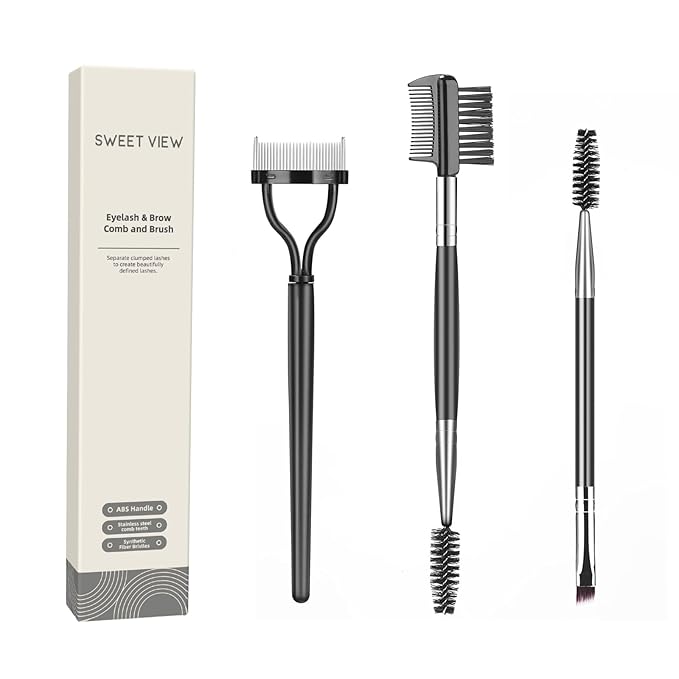 SWEET VIEW Eyebrow Brush Eyelash Separator Brow Comb & Lash Spoolie Professional Eye Makeup Tools (3 Pieces Set)