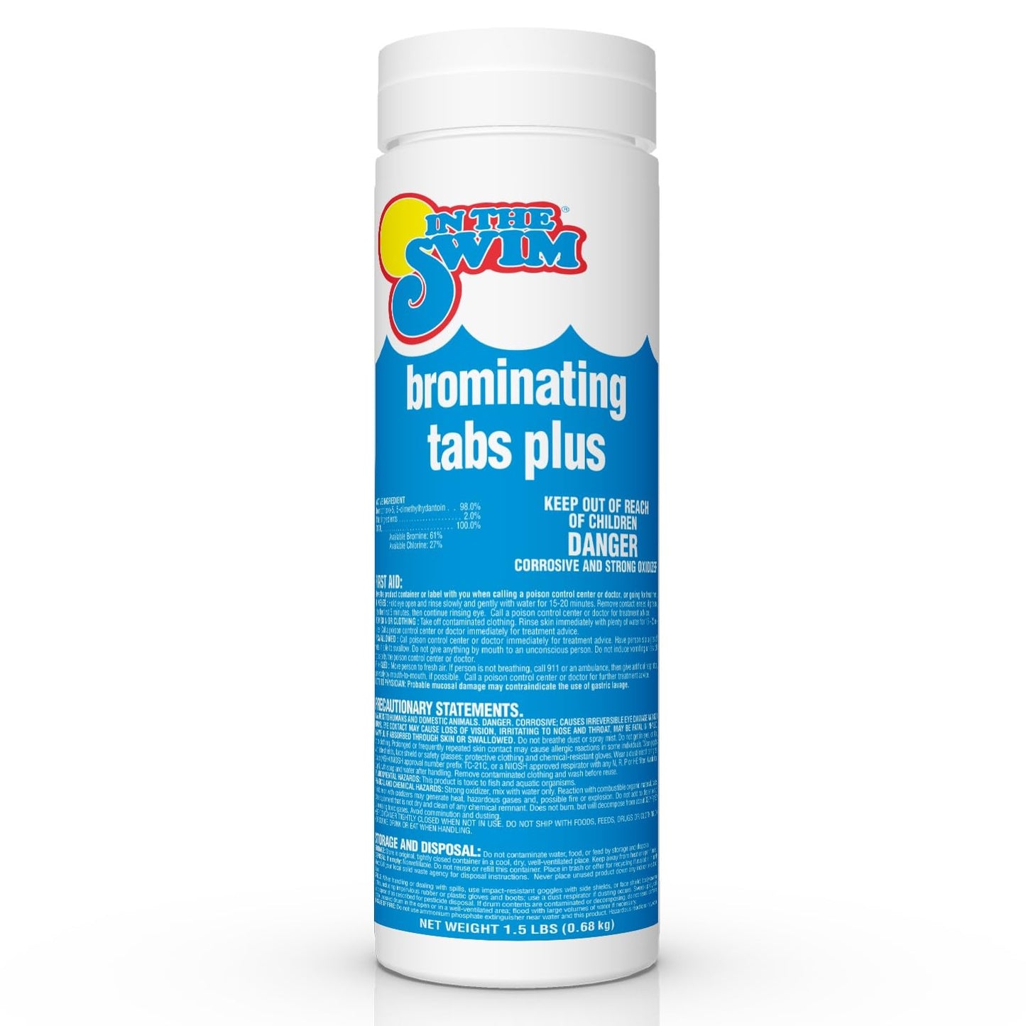 In The Swim 1 Inch Bromine Plus Tablet Sanitizer for Spas, Hot Tubs, or Swimming Pools - Pre-Stabilized, Low Odor, Chlorine Alternative - 1.5 Pounds
