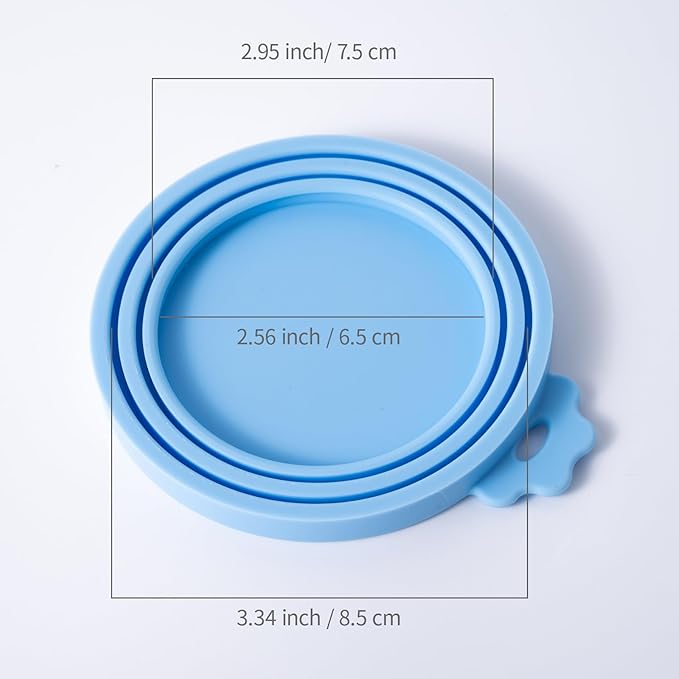 SLSON 4 Pack Pet Food Can Covers Universal Cat Dog Food Can Lids 1 Fits 3 Standard Size Cat Can Cover Lid Tops for Pet Food Storage (Blue+Green+Pink+Purple)