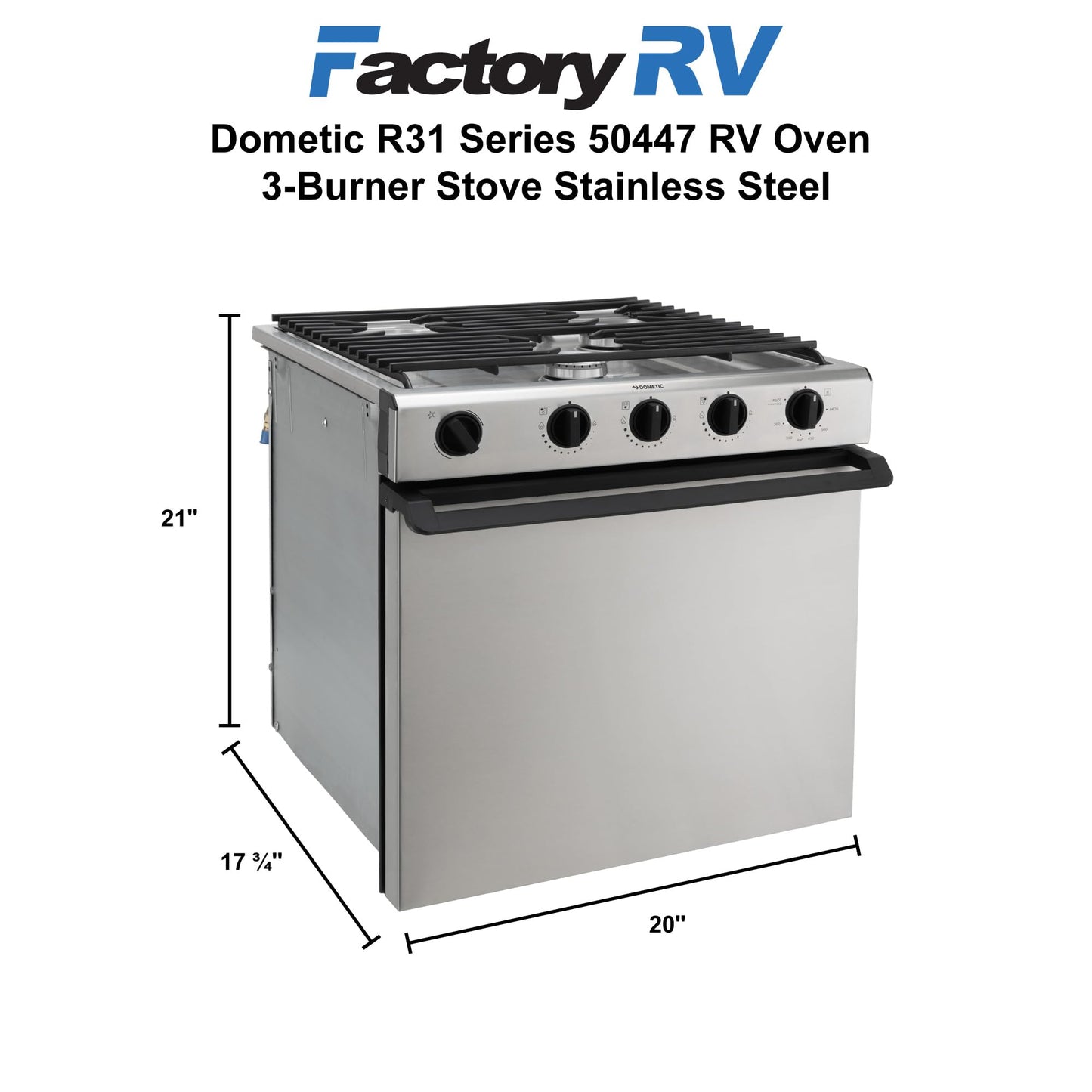 Dometic 960005522 (50447) Range/Oven 21" 3 Burner S.S.