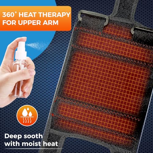 sticro Upper Arm Heating Pad for Bicep Tendonitis Pain Relief, Heated Arm Wrap for Biceps & Triceps Muscle Strains, Adjustable Bicep Brace with 3 Heat & 5 Timers Settings for Men/Women (S/M)