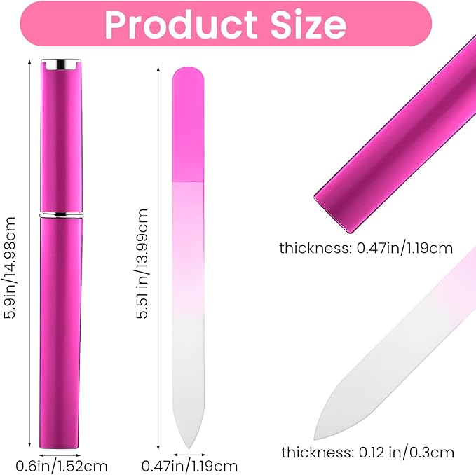24 Pcs Crystal Glass Nail Files with Case Bulk Manicure for Women Mom Professional Glass Nail File Double Sided, Mothers Day (12 Colors)