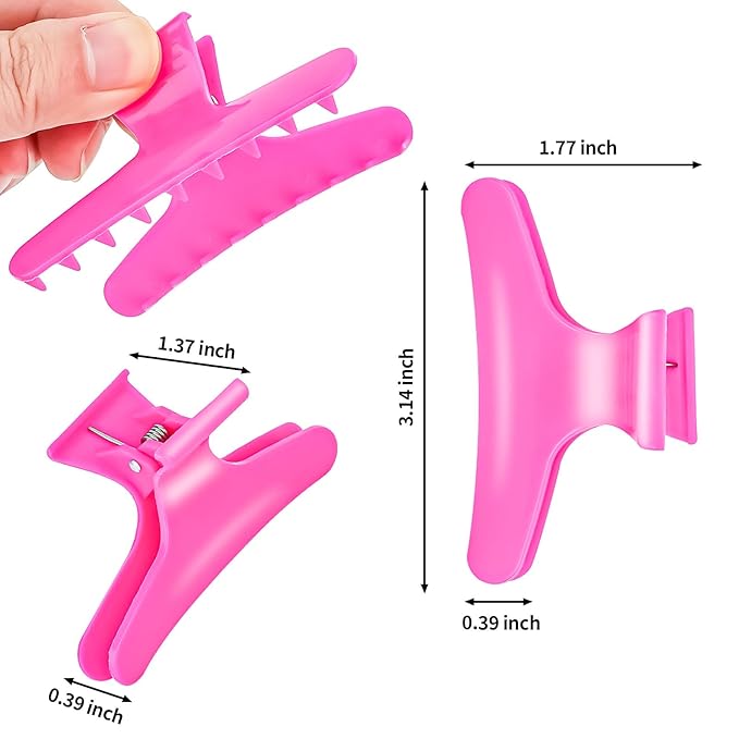 Hair Clips for Styling Sectioning 12 Pack Green Hot Pink Butterfly Clamps Hair Claw Clips Pro Salon Hair Clips for Styling, Sectioning, Cutting and Coloring