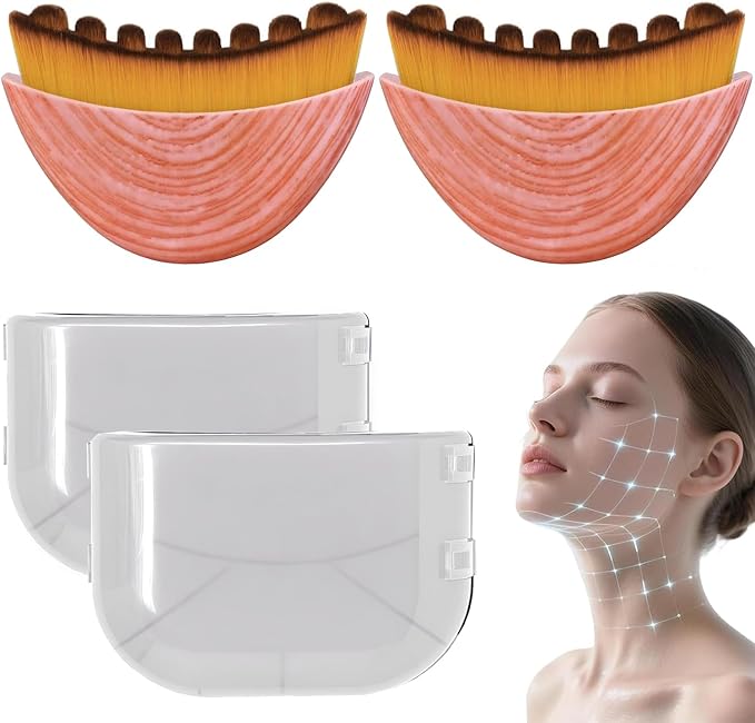 Lymphatic Contour Face Brush, 2-Pack New Lymphatic Drainage & Contour Face Massage Brush Set for Gua Sha, Puffiness Reduction, Glowing Skin, Gentle Daily Facial and Body Massage Tool