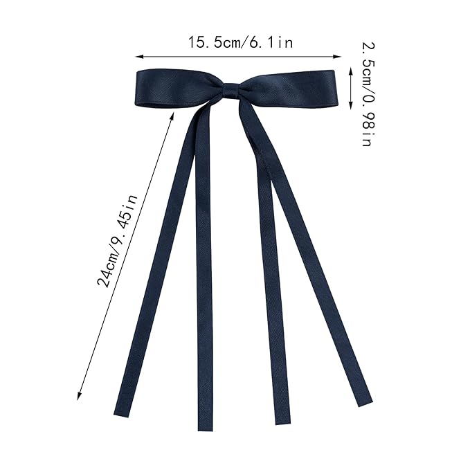 Hair Bows Clips Coquette Ribbon Bowknot with Long Tail Princess Hair Bows French Barrettes Hair Accessories for Women Girls 16PCS (Red, Brown, Dark Blue, Black)