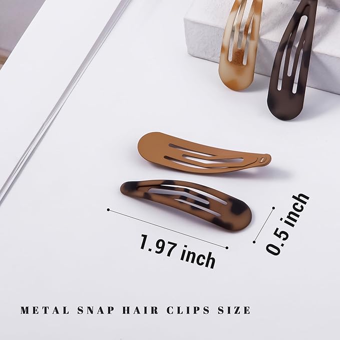 Small Hair Barrettes For Women No Slip Metal Snap Clips For Thin And Fine Hair,Matte Black Tortoiseshell,20 PCS,1.97 x 0.5 Inch.